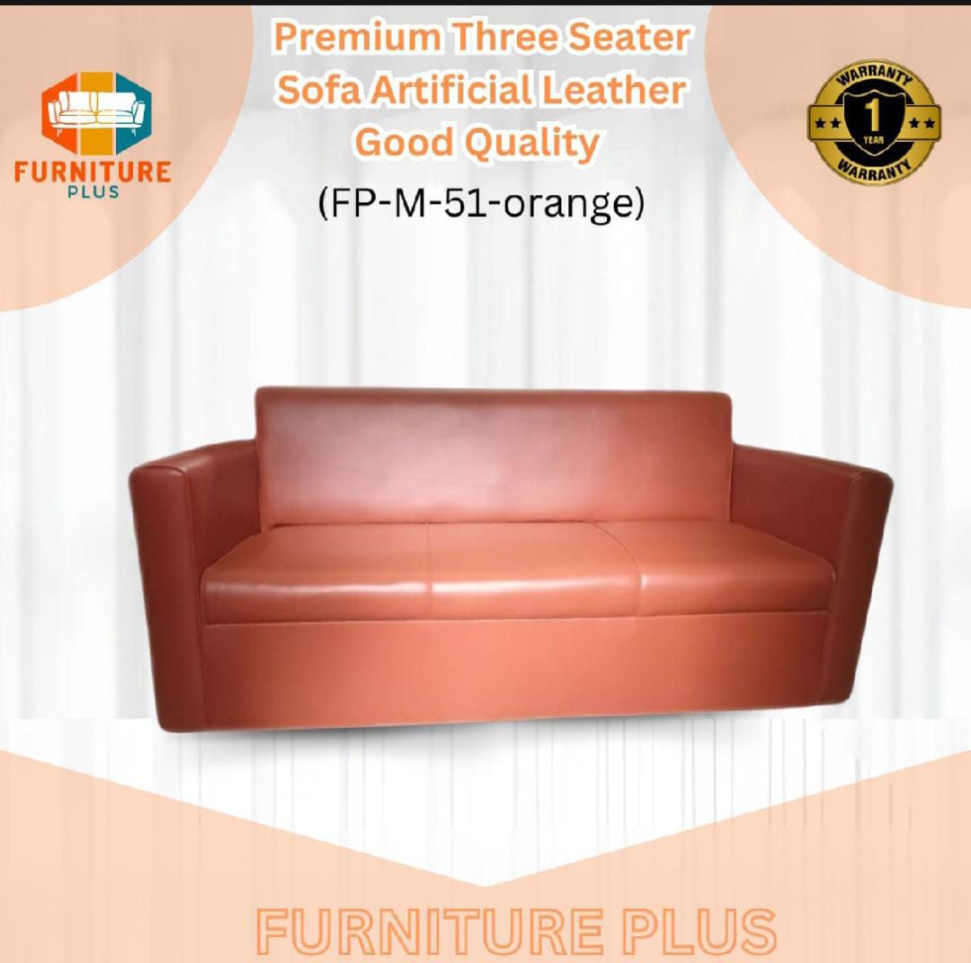 (FP-M-51-Orange) Premium 3 seater sofa with artificial leather