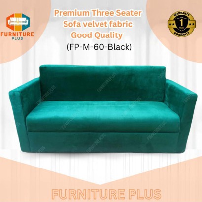 (FP-M-60-Green) Premium 3 Seater Sofa Velvet Fabric With Handle