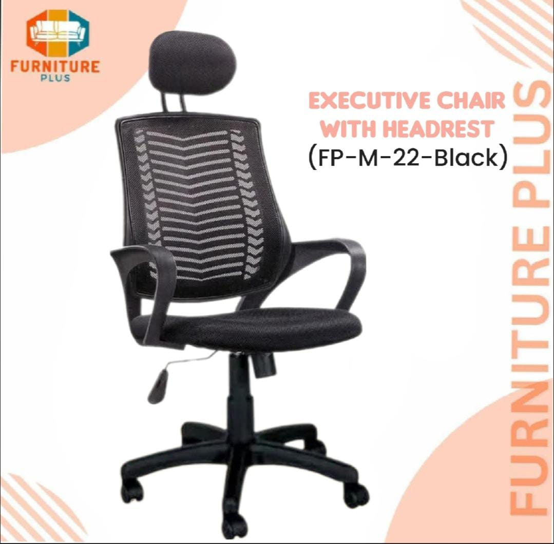 (FP-M-22) Smart Executive office chair V-mash Black Revolving Chair with Headrest) - chair